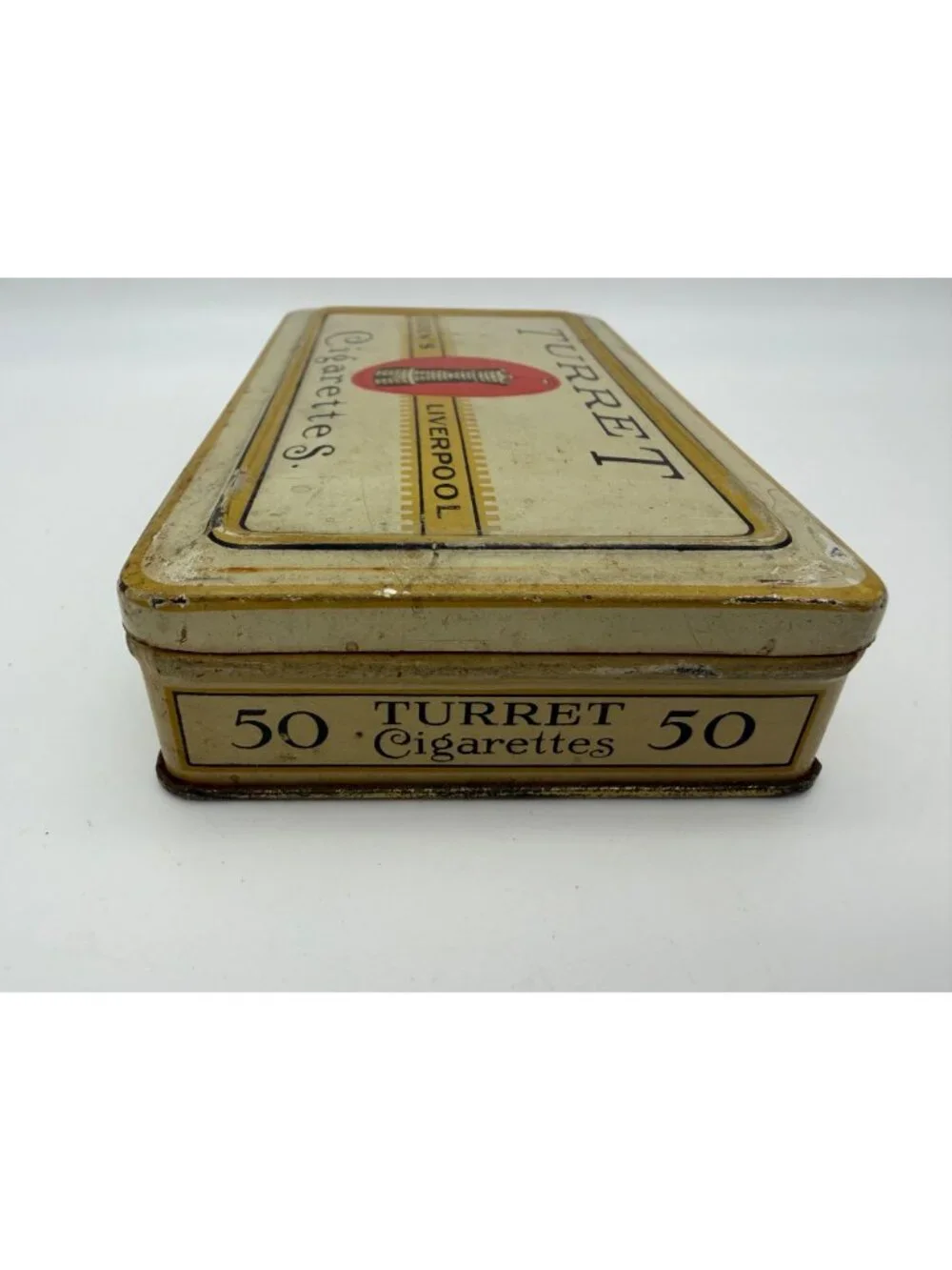 Antique Pair Turret Cigarettes Tins Ogden's Liverpool 50 100 Canadian Tobacciana